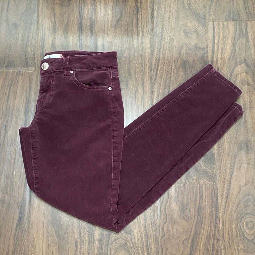 Cabi Burgundy Skinny Corduroy Pants